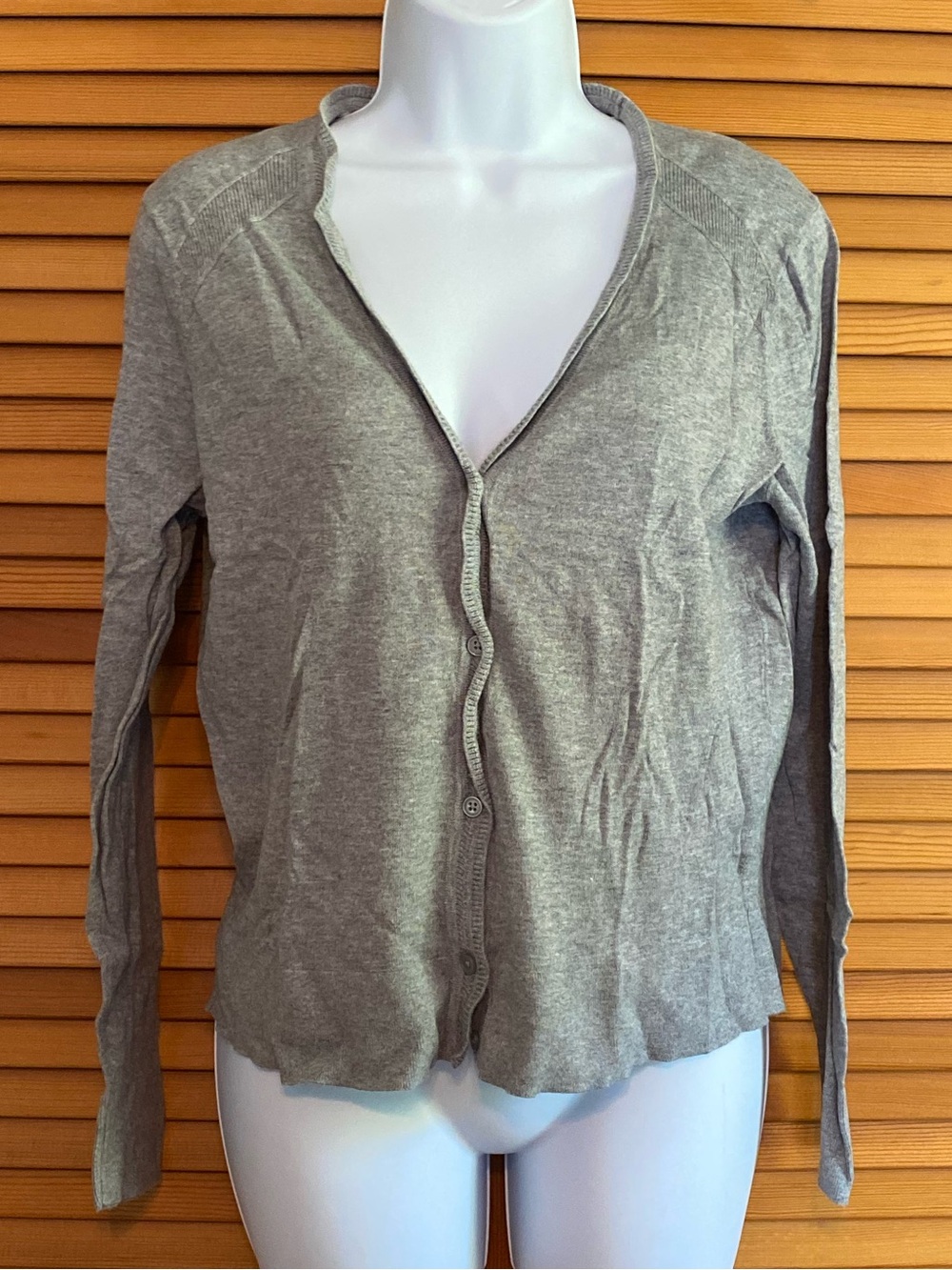 Banana Republic Gray Button-Front Lightweight Cardigan